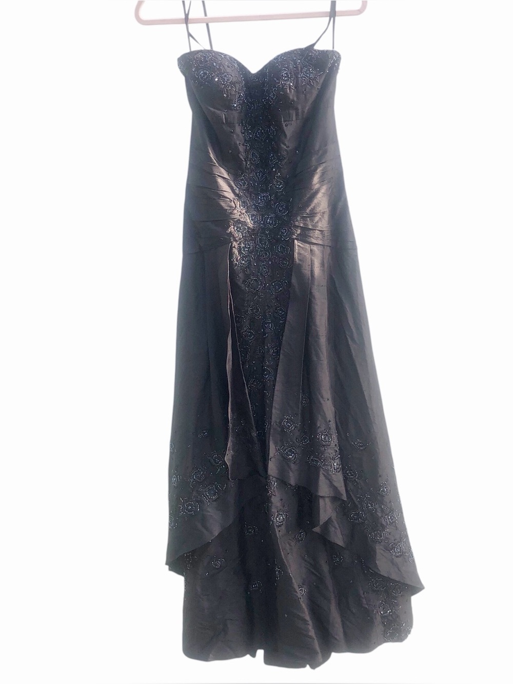 Black Strapless Beaded Evening Gown